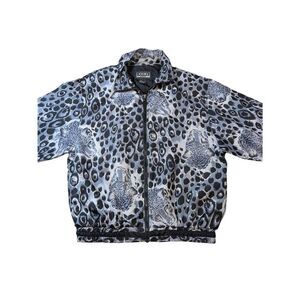 Anney collection vintage 100% silk.  Black leopard print jacket size L.